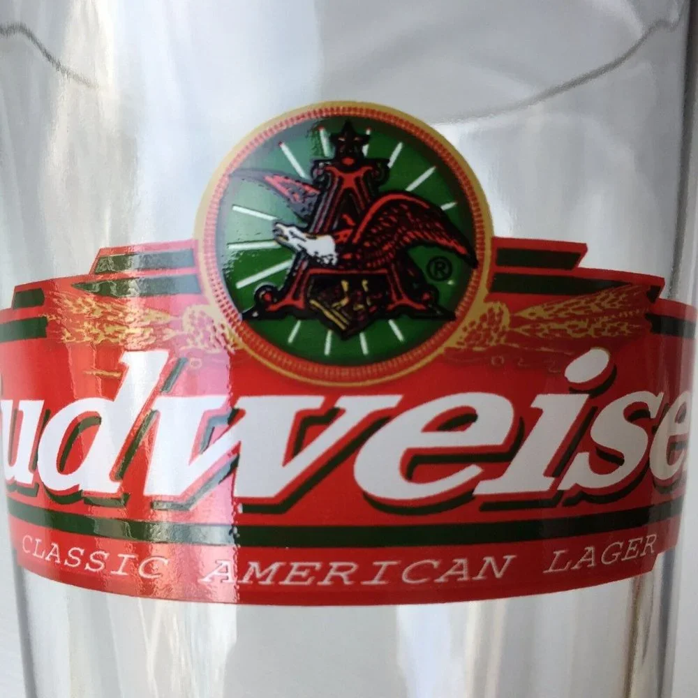 2 Vintage Anheuser Busch Budweiser Eagle Logo Pint Lager Beer Glass Cup 16 oz